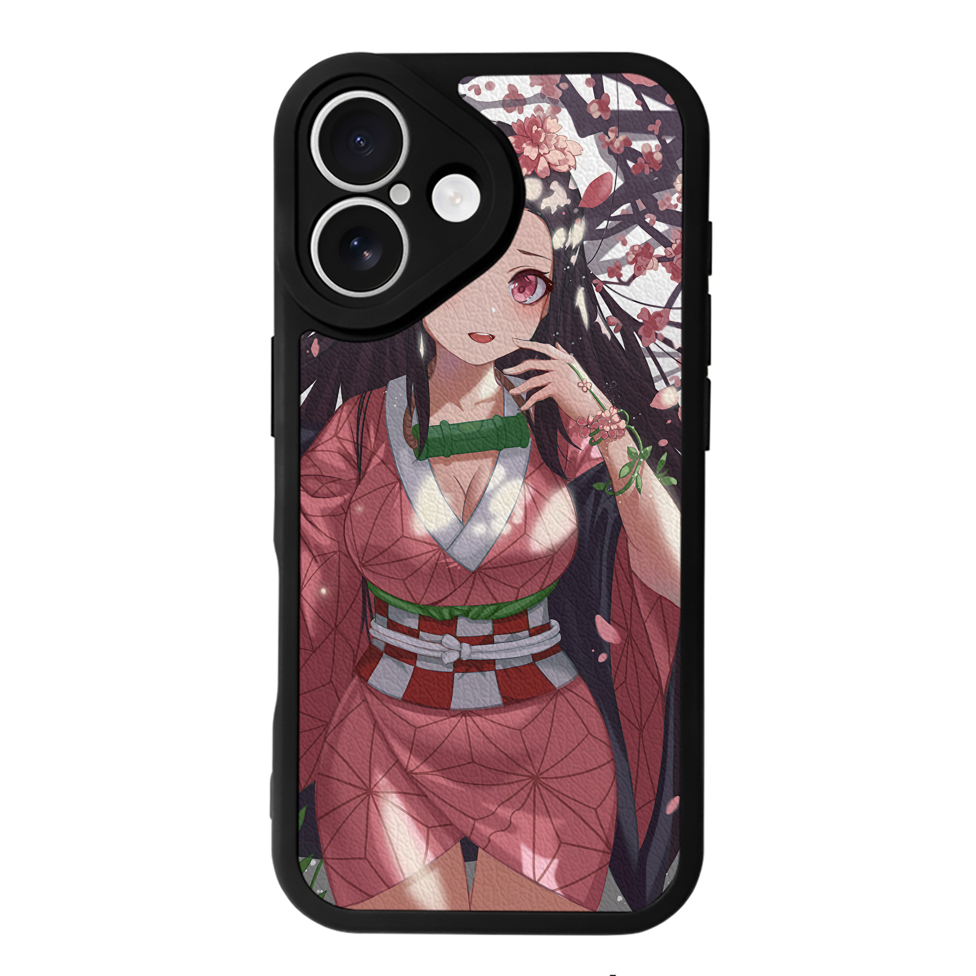 （画像用） 鬼滅の刃（きめつのやいば）竈門 禰󠄀豆子／かまど ねずこ Kamado Nezuko 【iPhone 16シリーズ対応】シリコンスマホケース（レザー調） 材質：シリコン